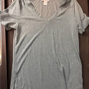 Athleta Light Blue V-Neck Short Sleeve Tee
